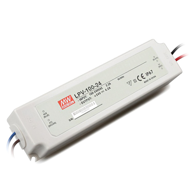 LPV-100-24 100Watt AC90～264V Input Mean Well High-efficacy Waterproof DC24V UL-Listed LED Display Lighting Power Supply